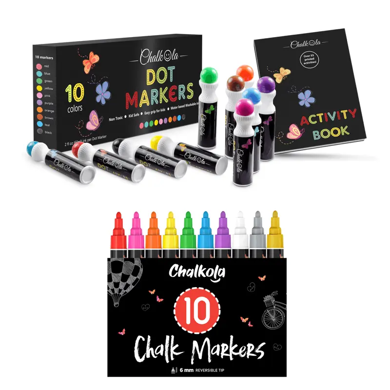 10 Dot Markers + 10 Chalk Markers (Gold+Silver)