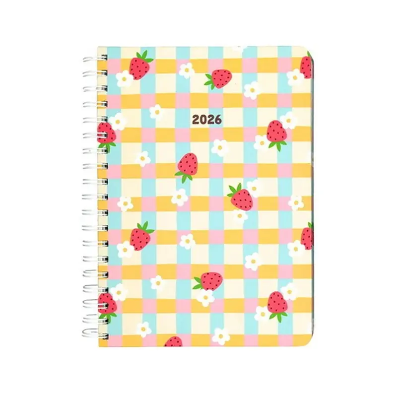 2026 Spiral Planner  Gingham Strawberries