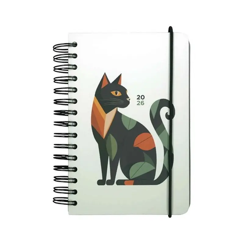 2026 Spiral Planner  Pigma Cat 1 Day/1 Page