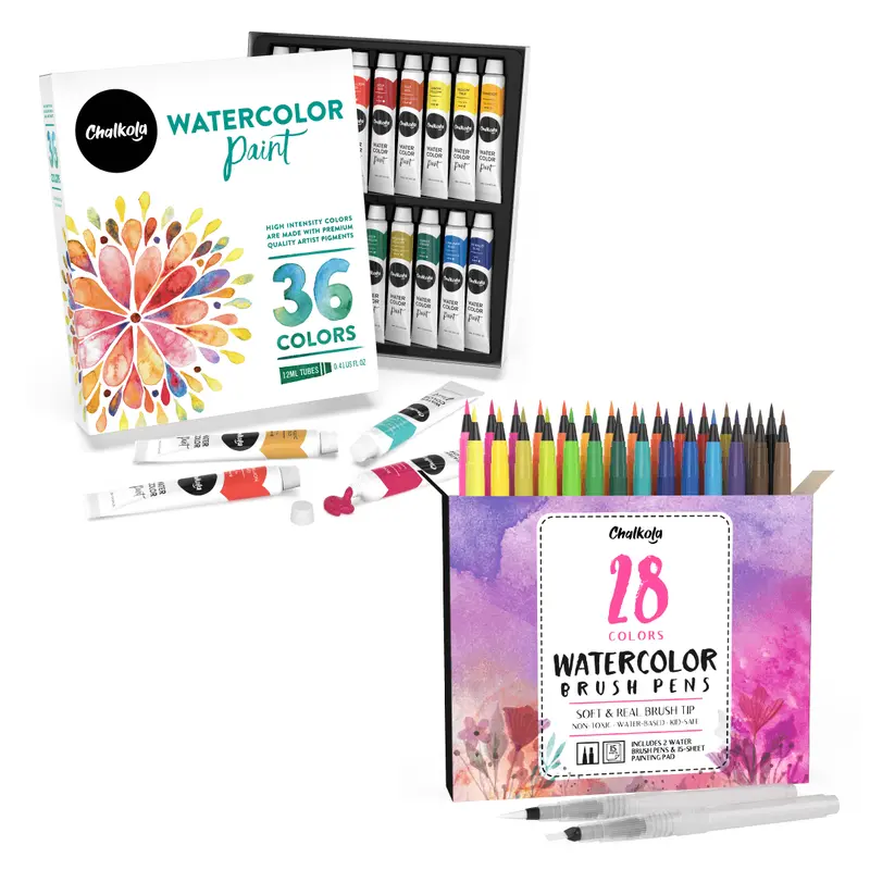 36 Watercolor Paint Set + 28 Waterbrush Pens