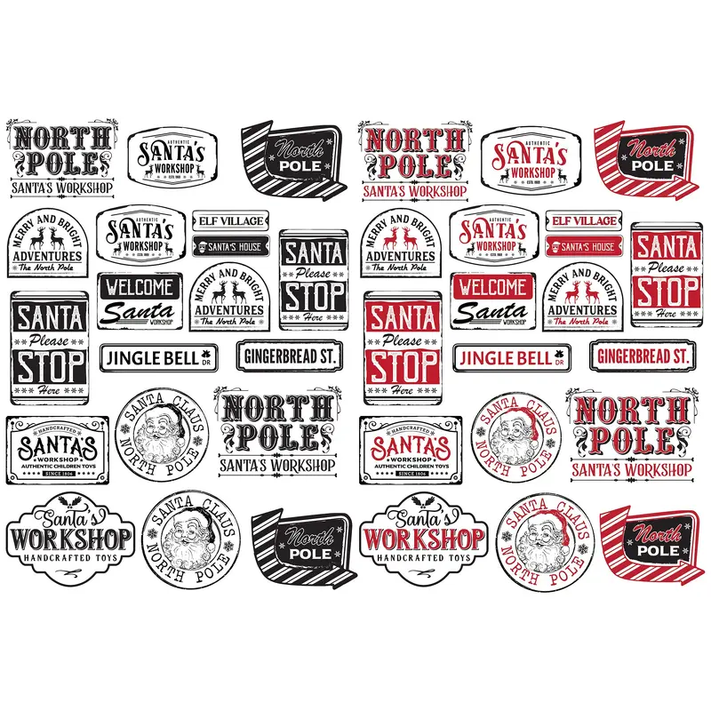 Underglaze Transfer -  Santa Workshop signs