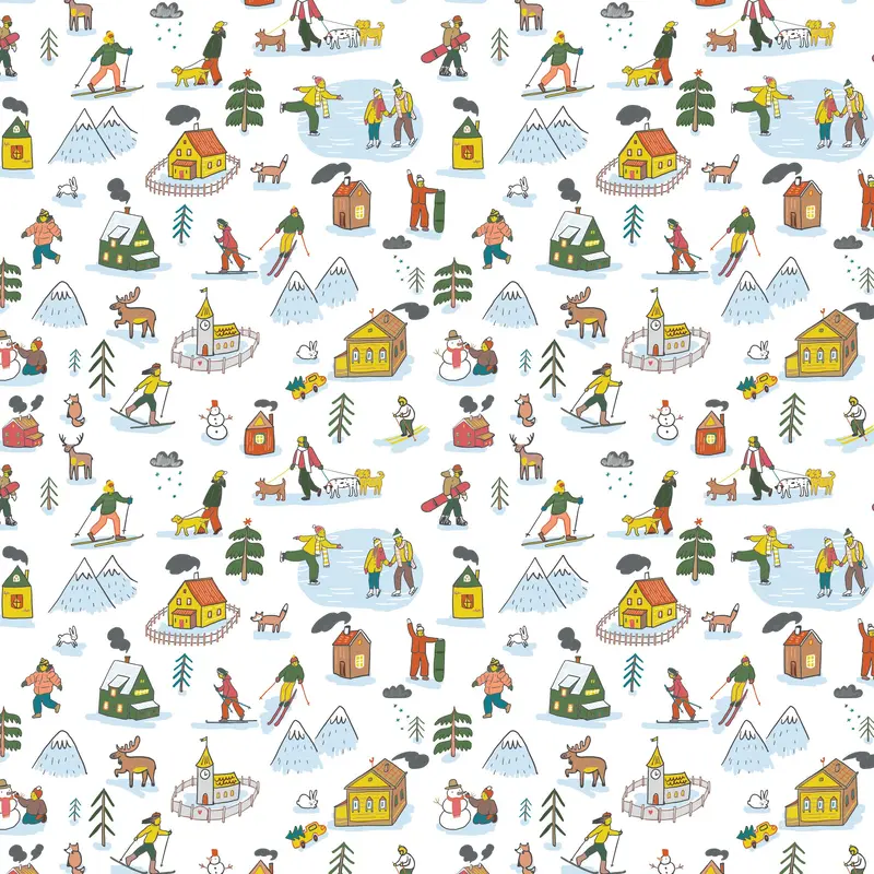 Underglaze Transfer -  Winter village