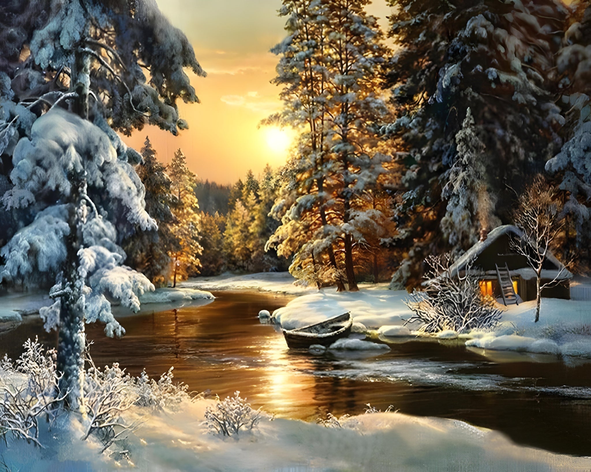 Sunrise Over A Snowy Landscape