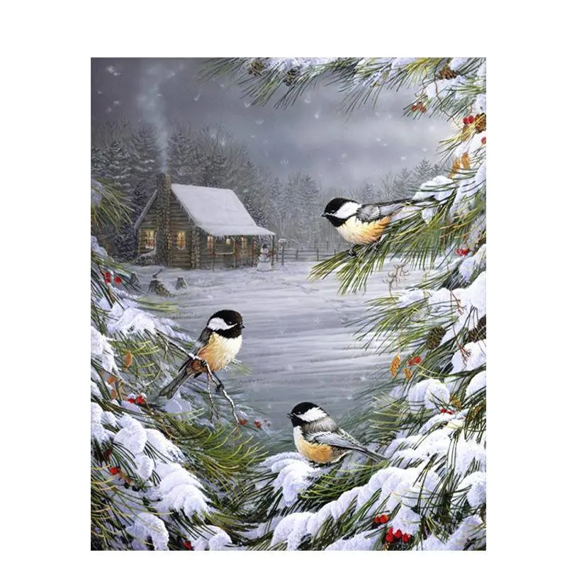 Birds In The Snow On A Tree