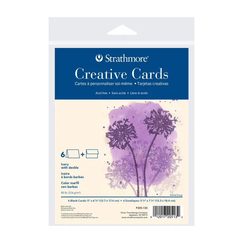 Deckled edge creative cards, Ivory