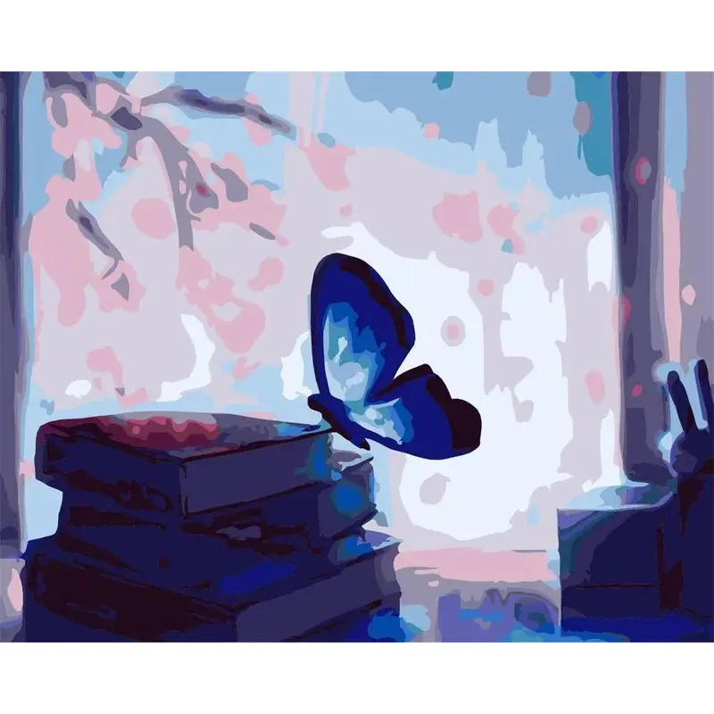 Blue Butterfly and Books