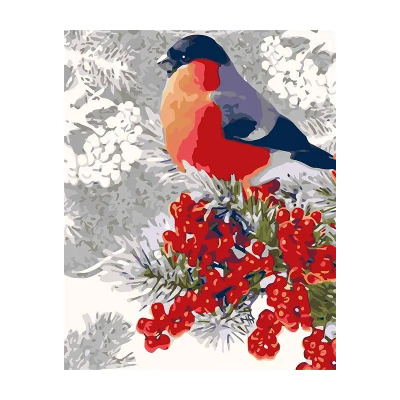 Red Bird With Red Flowers