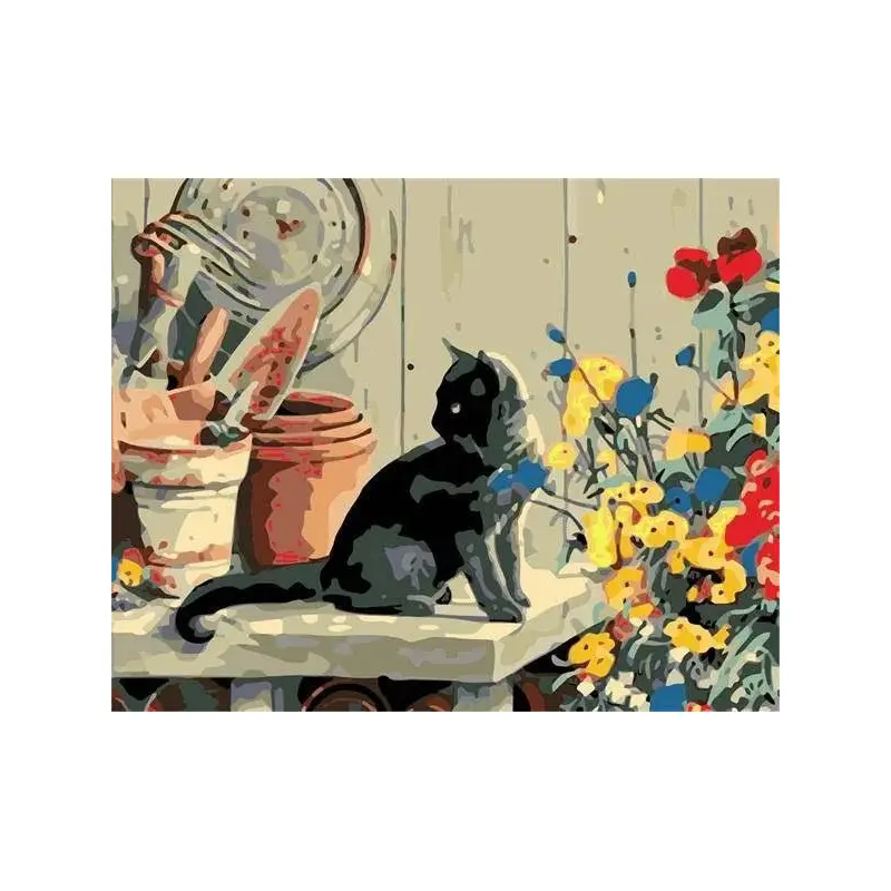 Black Cat and Flower