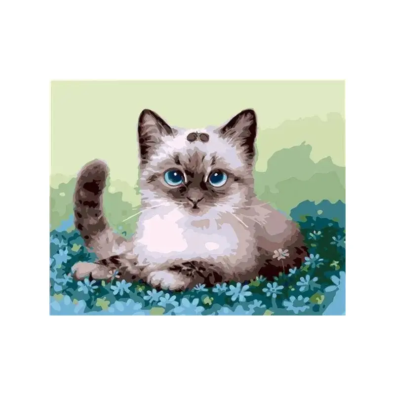 Blue Flowers With Cat