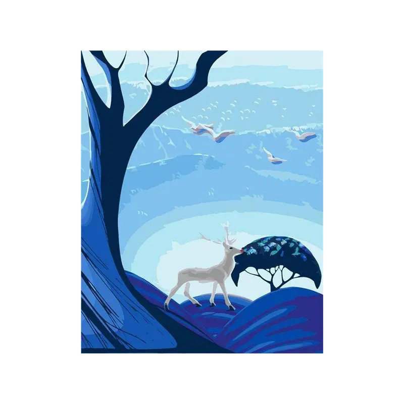 Blue Tree and Deer
