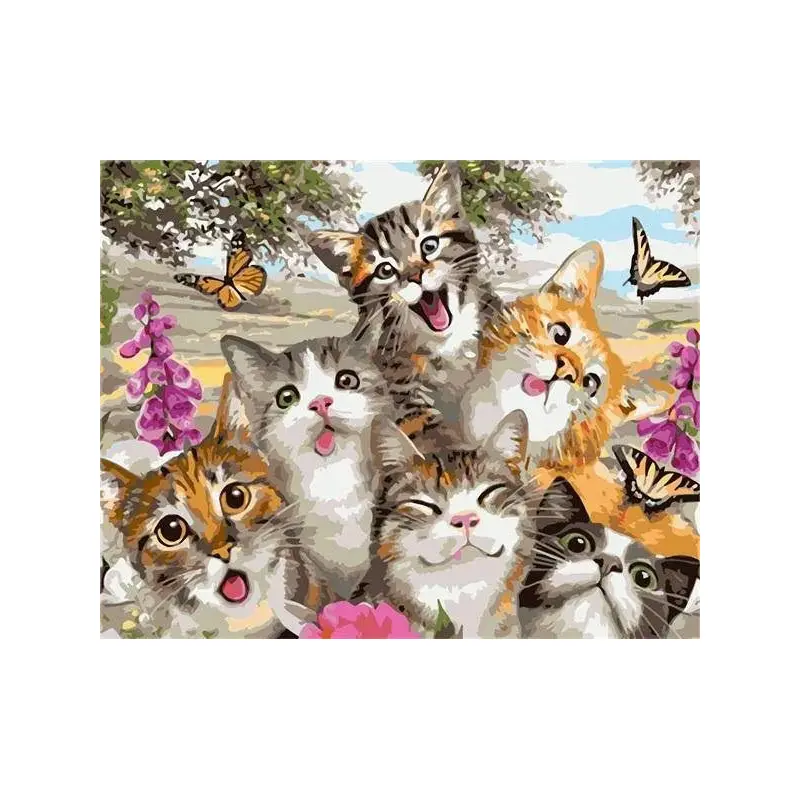 Cheerful Cats With Butterfly