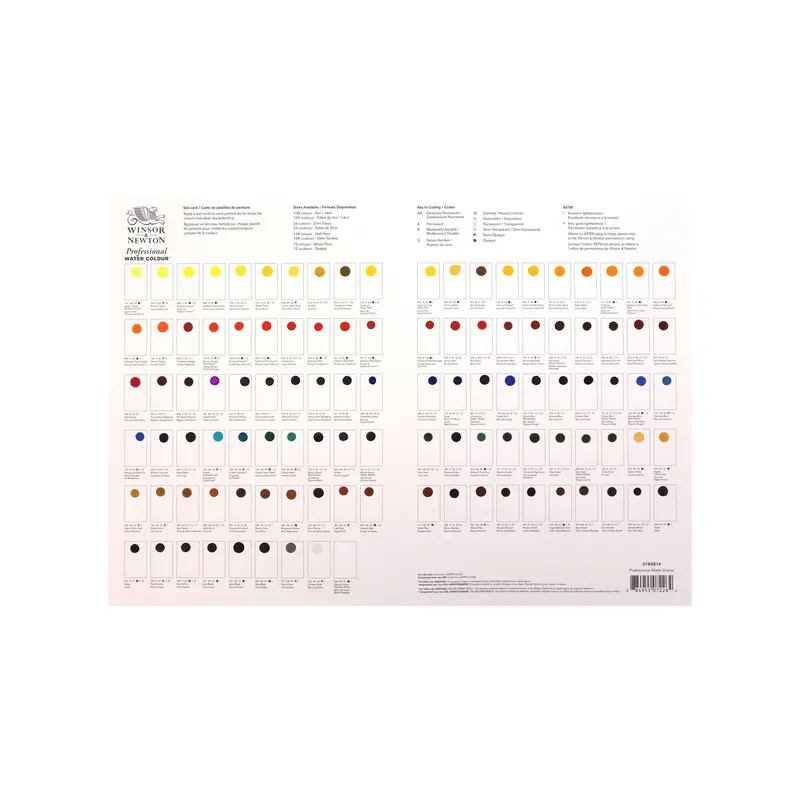 Winsor & Newton watercolor sampler dot card 109 colors