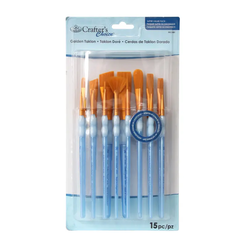 15-Pack Gold Taklon Assorted Paintbrushes