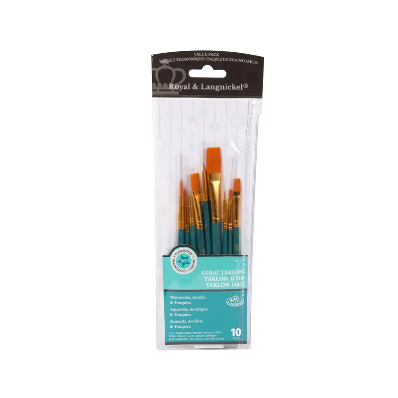 Gold Taklon Paintbrushes  Set of 10