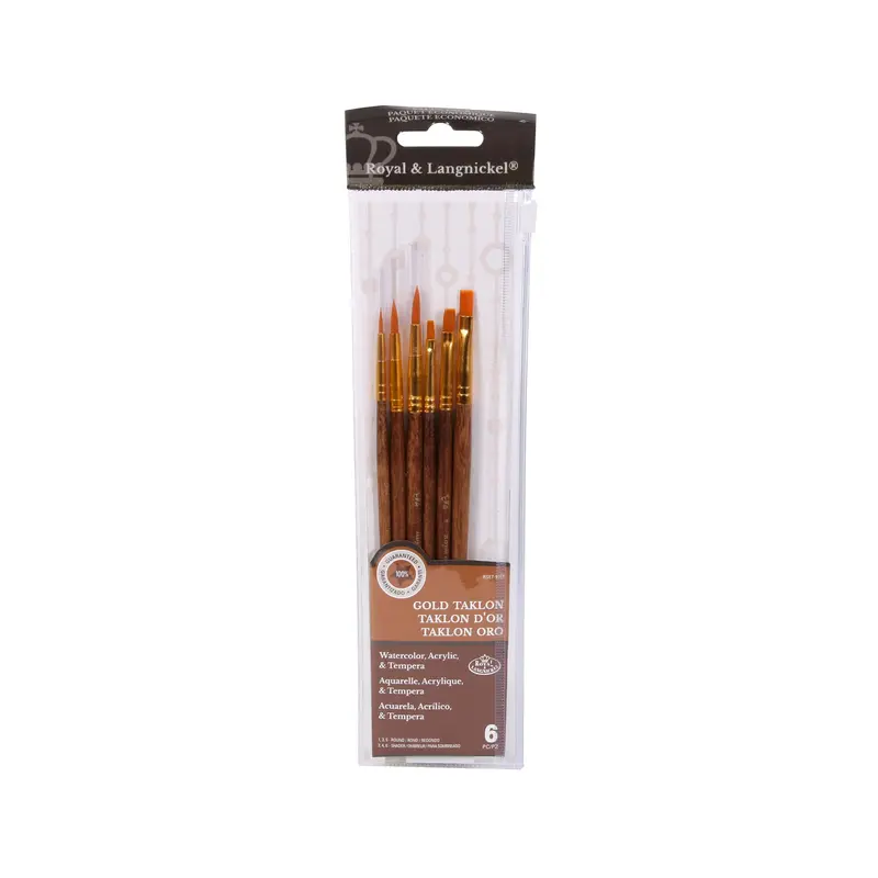 Gold Taklon Paintbrushes  Set of 6