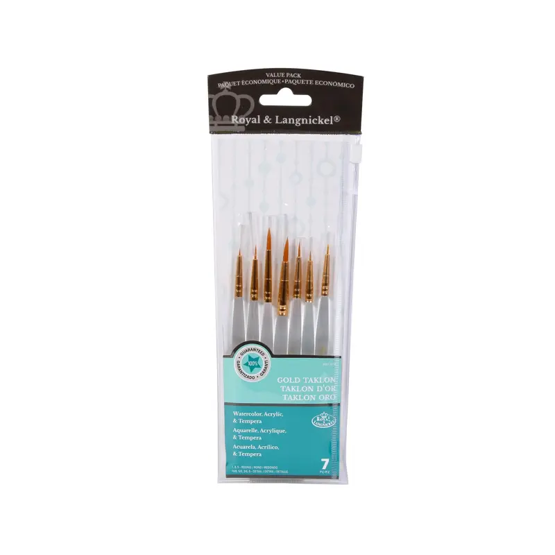 Gold Taklon Paintbrushes  Set of 7