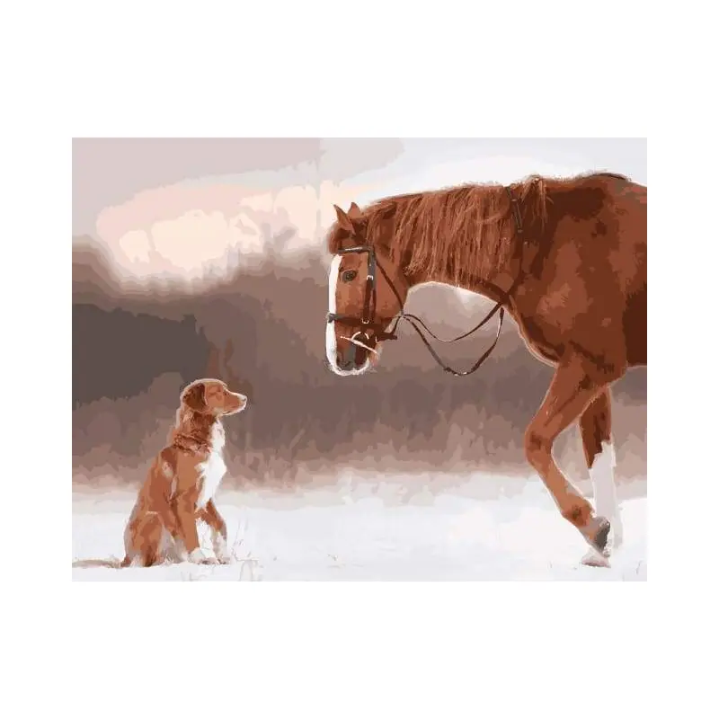 Horse and Dog in the Snow