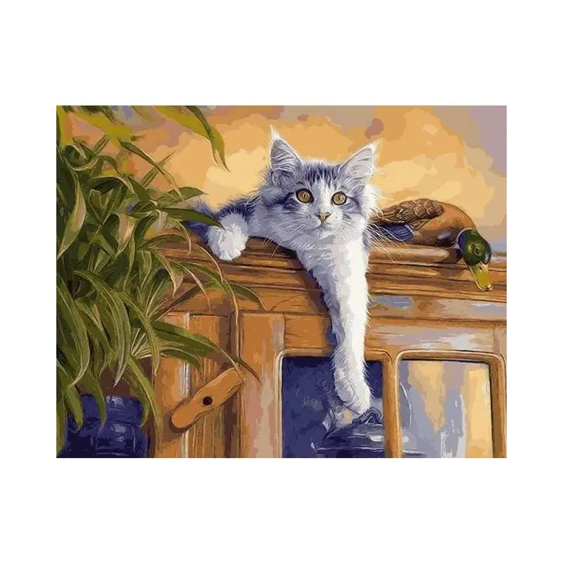 Cat and Duck perched