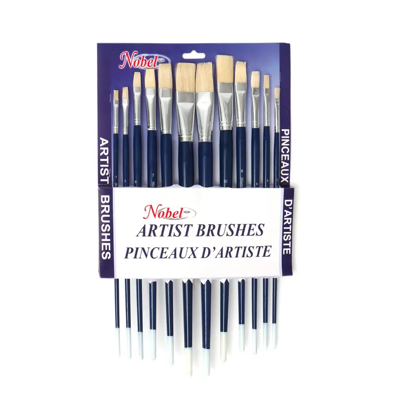 Long Handle Hog Brush Set - Flat, 12 Pieces