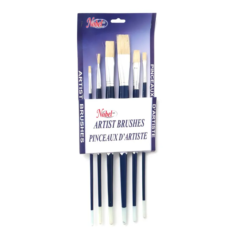 Long Handle Hog Brush Set - Flat, 6 Pieces