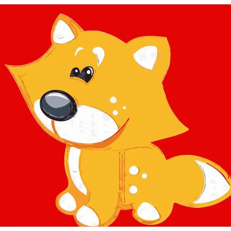 Children Painting kit Little fox and red background