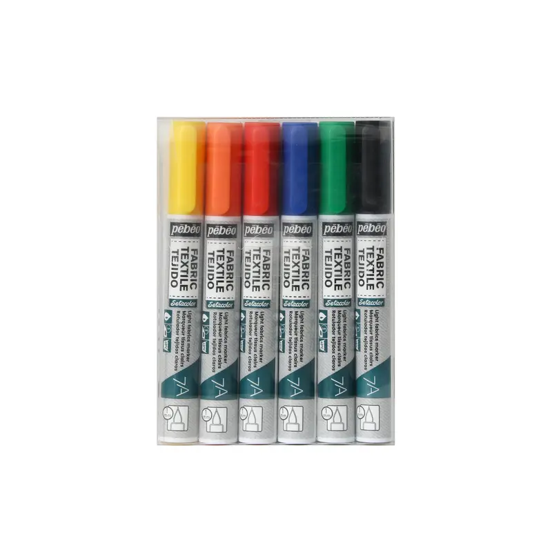 7A Light Fabric Markers - 6, Assorted