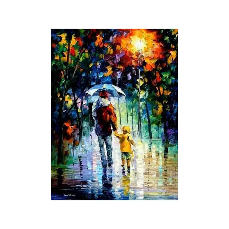 Father and Son in the Rain