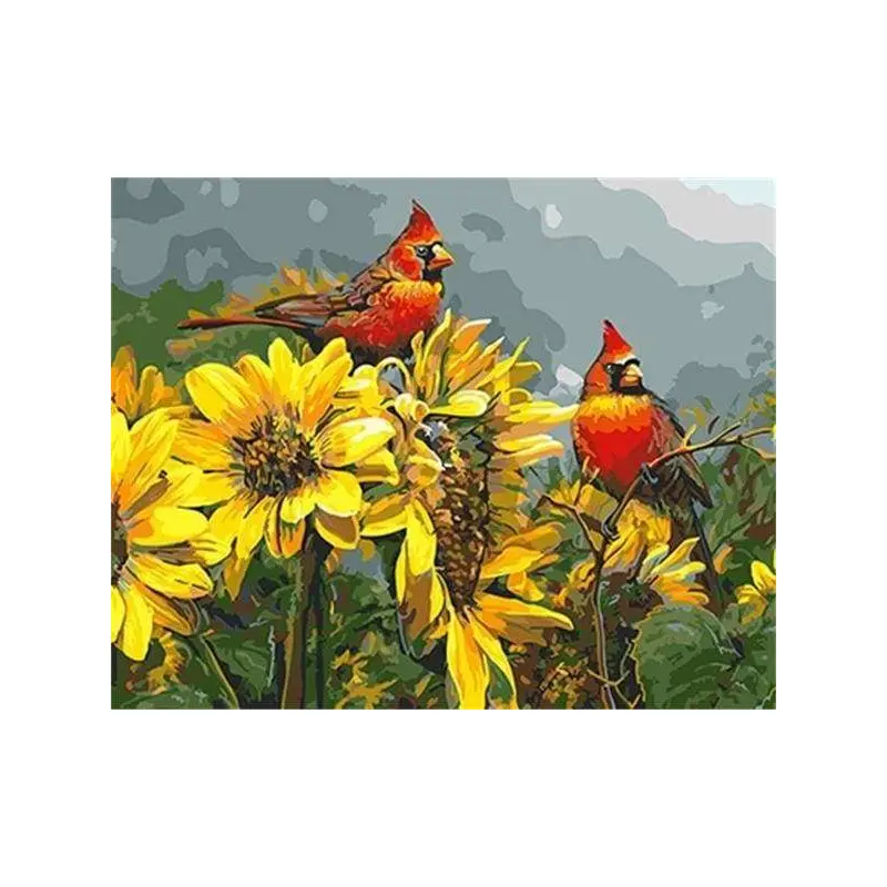 Red Birds and Sunflowers