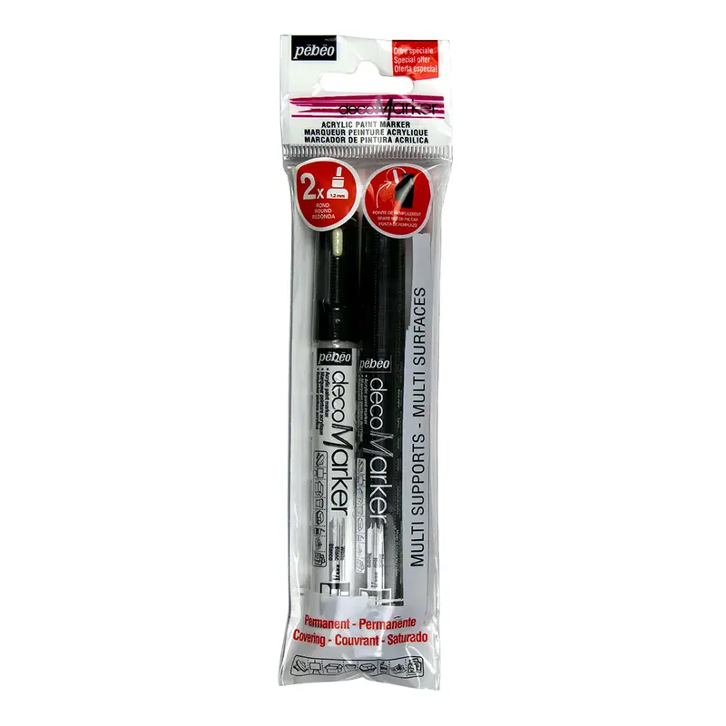 Set of 2 Decomarkers  1.2 mm, black and white