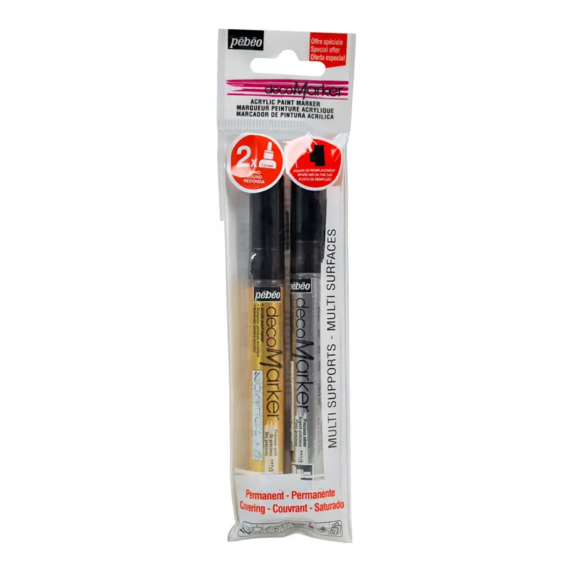 Set of 2 Decomarkers  1.2 mm, gold and silver