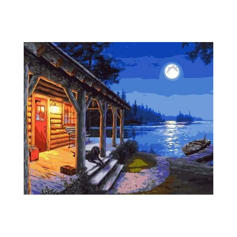 Cabin and Moonlight View