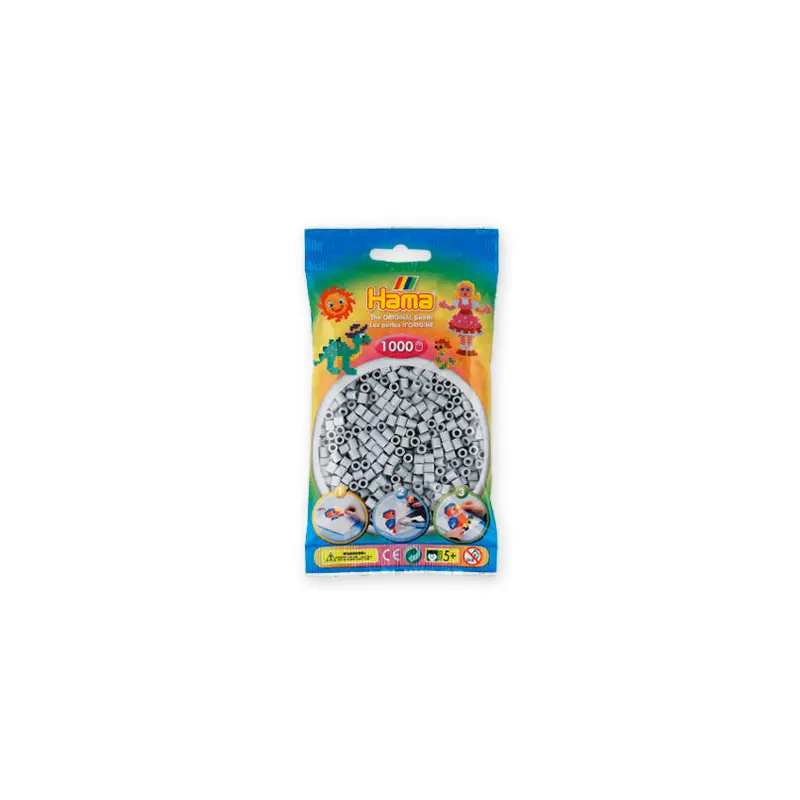 1,000-Pack Hama Midi Beads - Pale Grey