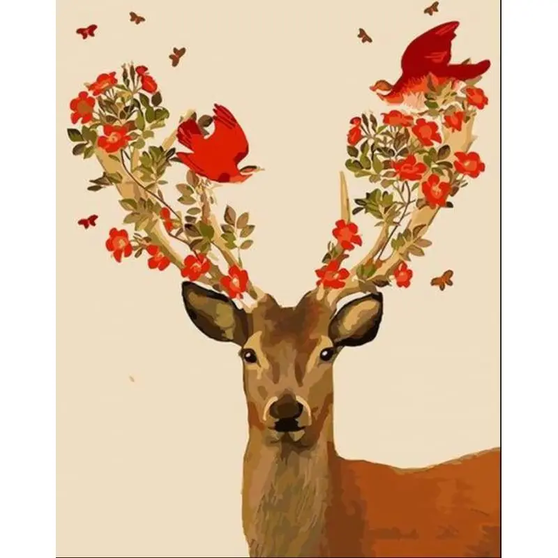 Deer and Birds