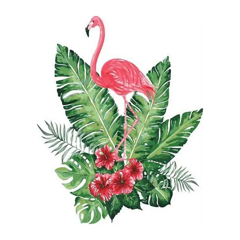 Pink Flamingo and Flowers
