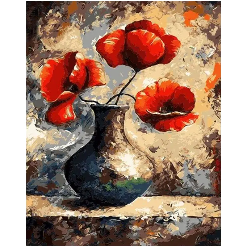 Ancien vase and Red Flowers
