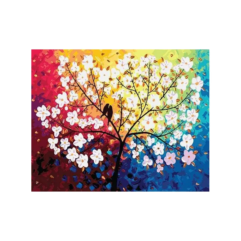 Blooming Tree and Birds in Spring