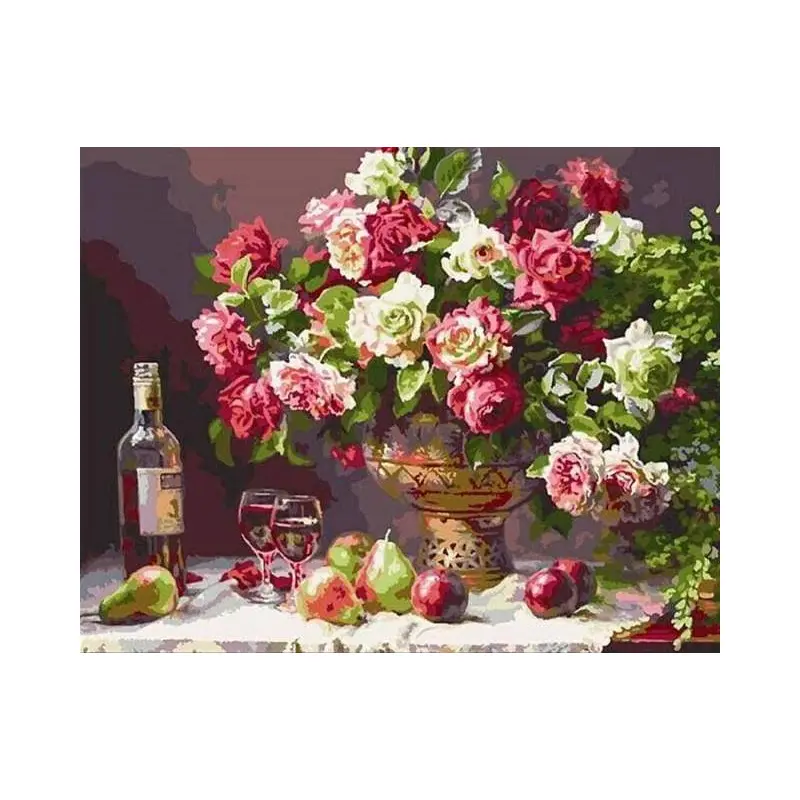 Flowers, Wine and Fruits