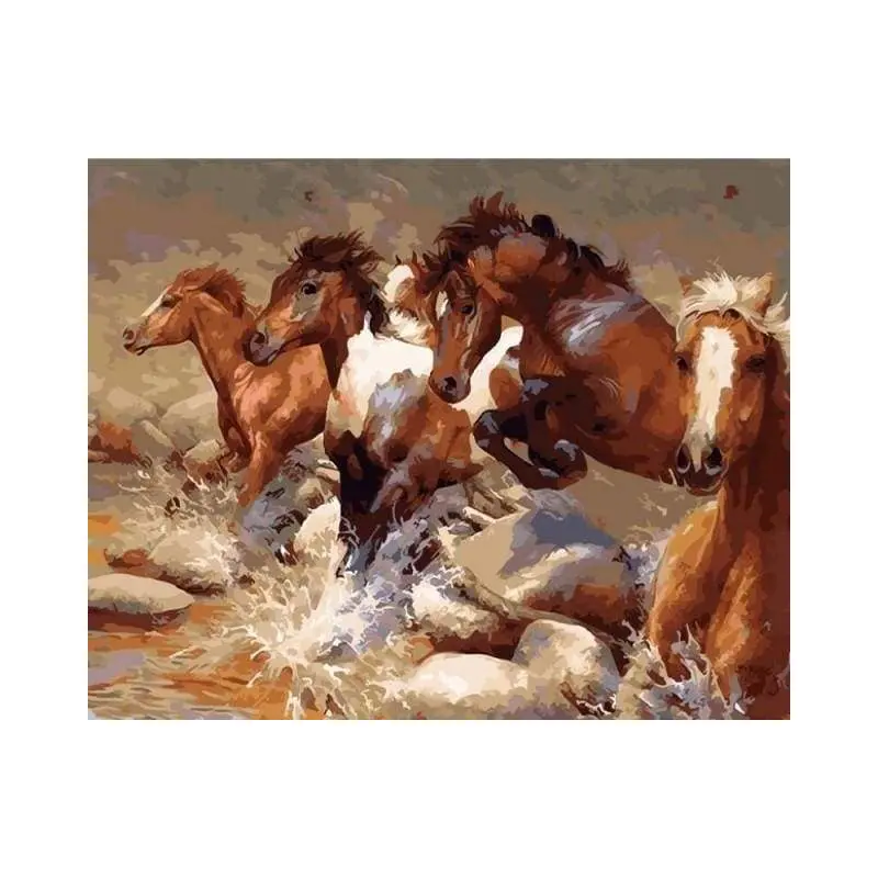 Horses crossing the River