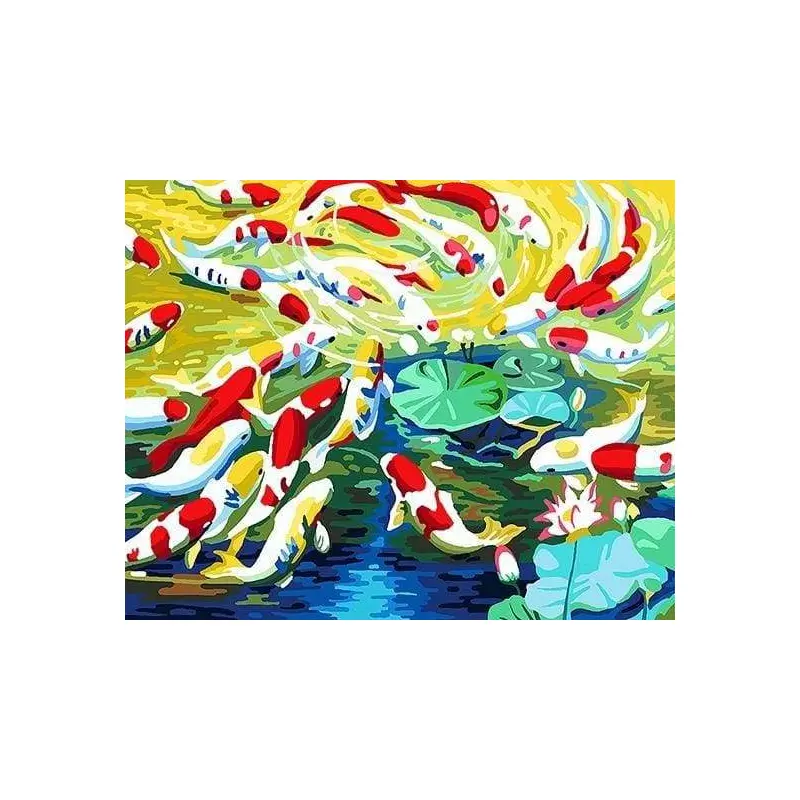 Koi carps and water lilies