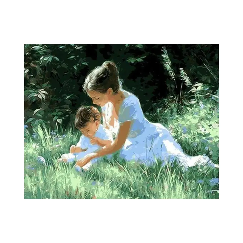 Mother with Child in the Grass