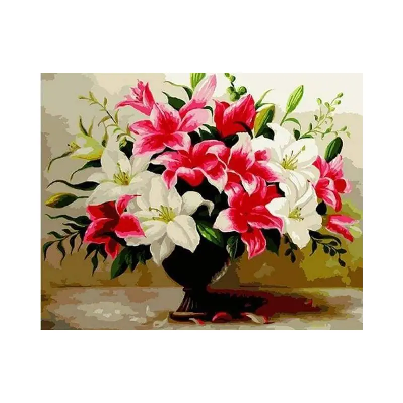Roses and white lilies
