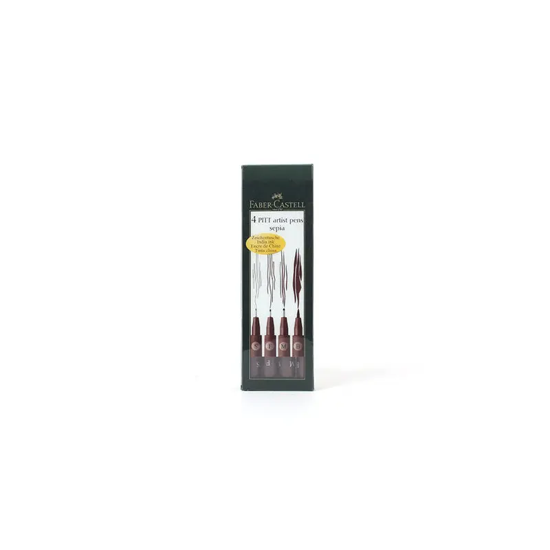 Set of 4 Pitt brush pen sepia