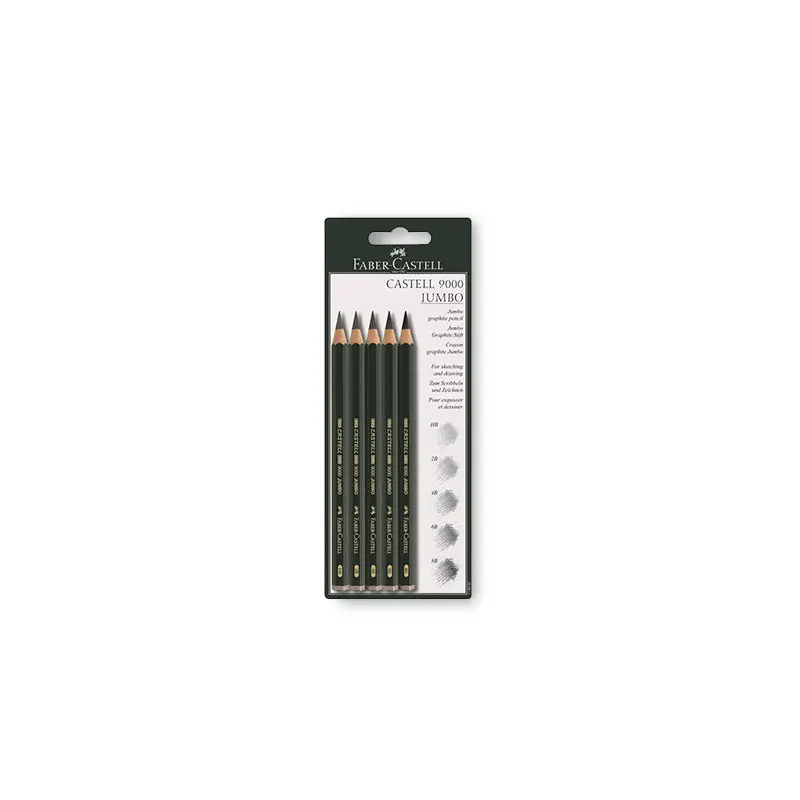Set of 5 Castell 9000 Jumbo Graphite Pencils