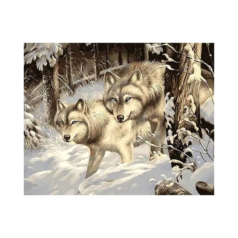 Two Wolves in the Snow