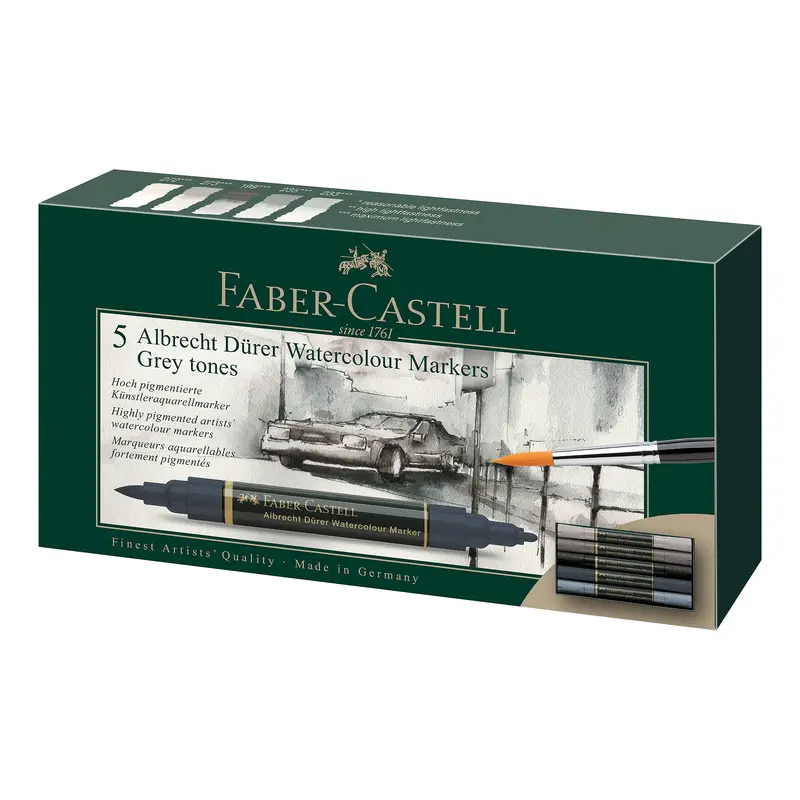 5-Pack Albrecht Drer Watercolour Markers - Grey Tones