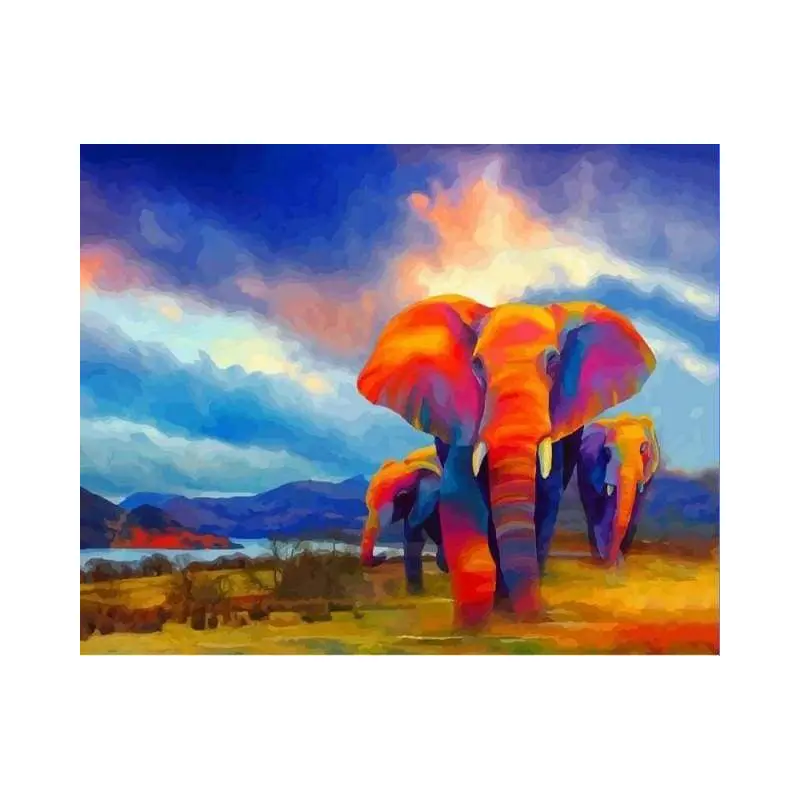 Elephants walking Watercolor