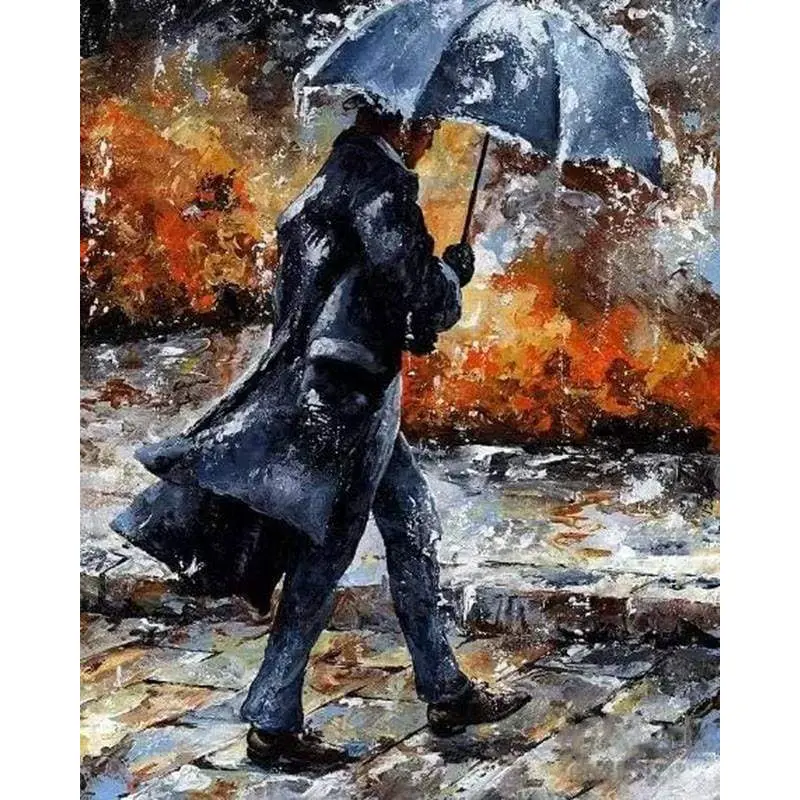 Man walking in the Rain