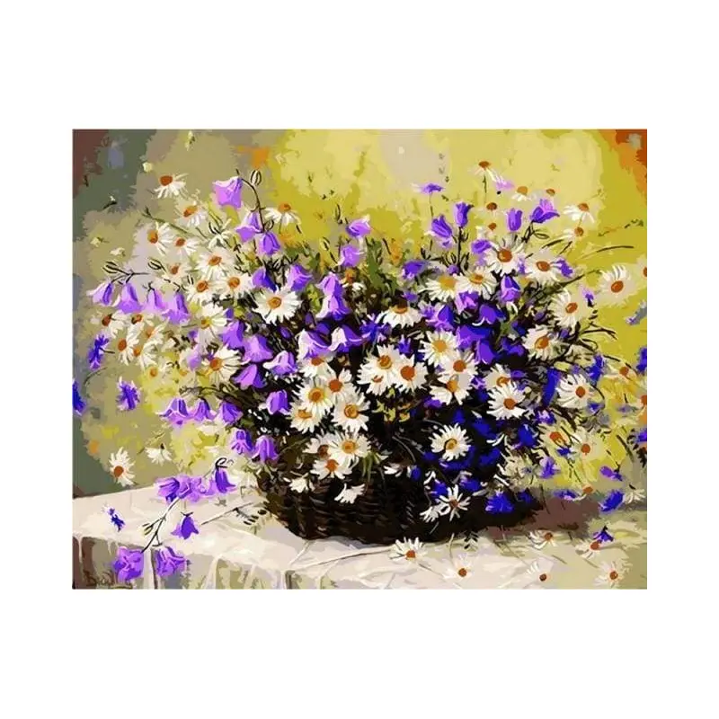 Purple flowers and Marguerites