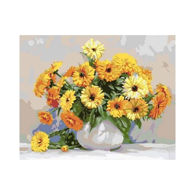 Yellow flowers in a White Vase