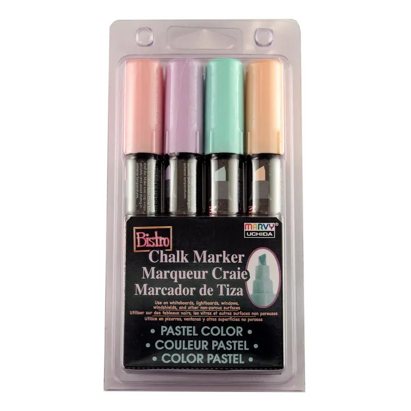 Bisto Chalk Pastel Chisel Tip Markers  Set of 4